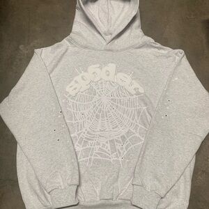 Gray Spider Web Graphic Hoodie